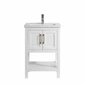  Alissa 24'' Single Sink Vanity in White with Porcelain Countertop