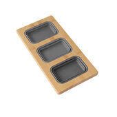  AZUNI Workstation Sink Bamboo Serving Board set with 3 Collapsible Containers, 16-3/4'' W x 8-1/2'' D x 1'' H