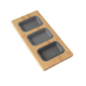  AZUNI Kitchen Sink Bamboo Serving Board set with 3 collapsible containers, 18'' W x 8-1/2'' D x 1'' H