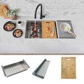 Workstation Accessories Kit: Includes Cutting Board A-906, Colander A-02, and Roll-Up Drying Rack A-902DG