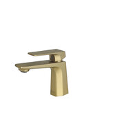  STYLISH Single Handle Bathroom Faucet for Single Hole Brass Basin Mixer Tap, Brushed Gold Finish B-111G, Spout Height: 4-1/16'', Spout Reach: 5-1/16''