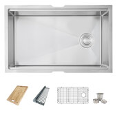  AZUNI Undermount Single Bowl Kitchen Sink Workstation with Accessories Included, 30'' W x 19'' D x 10'' H