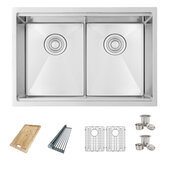  AZUNI Undermount Double Bowl Stainless Steel Workstation Kitchen Sink with Accessories, 28'' W x 19'' D x 10'' H