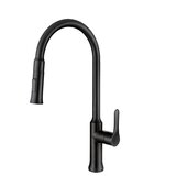 STYLISH International STYLISH™ Single Handle Pull Down, Dual Mode, Kitchen Sink Faucet Matte Black Stainless Steel, Spout Reach: 9'', Faucet Height: 18-1/2''