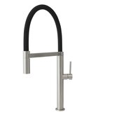 STYLISH International STYLISH™ Single Handle, Pull Out, Dual Mode Kitchen Sink Faucet In Brushed Stainless Steel and Black, Spout Reach: 9'', Faucet Height: 20-3/4''