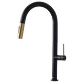  Catania Kitchen Sink Faucet Single Handle Pull Down Dual Mode Lead Free Matte Black with Rose Gold Head and Handle Finish, Spout Height: 9'', Spout Reach: 9''