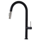  Catania Kitchen Sink Faucet Single Handle Pull Down Dual Mode Lead Free Matte Black with Silver Head and Handle Finish, Spout Height: 9'', Spout Reach: 9''