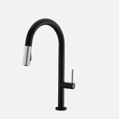 STYLISH International STYLISH™ Kitchen Single Handle Pull Down Sink Faucet, with Dual Mode In Lead Free Matte Black with Silver Head and Handle, Spout Height: 9'', Faucet Height: 17-1/4''