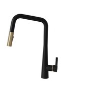 STYLISH International STYLISH™ Kitchen Sink Faucet Single Handle Pull Down Dual Mode Lead Free In Matte Black/Gold, Spout Reach: 9-11/16'', Faucet Height: 17''