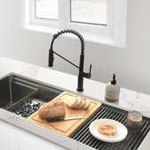  Tivoli Single Handle Pull Down Kitchen Faucet in Matte Black, Faucet Height: 16-3/4'' H; Spout Reach: 8-1/4'' D, Spout Height: 7-1/2'' H