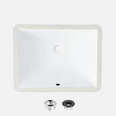 STYLISH International STYLISH™ CHIC 20'' W Rectangular White Undermount Bathroom Sink with Overflow with 2 Overflow Finishes, 20-3/4'' W x 15-1/2'' D x 7'' H