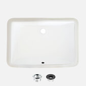 STYLISH International STYLISH™ 21'' W Rectangular White Undermount Bathroom Sink with Overflow with 2 Overflow Finishes, 21-1/4'' W x 14-1/2'' D x 8-1/2'' H