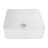  Lush 14'' Pure Glossy White Square Ceramic Vessel Bathroom Sink, 14-1/2'' W x 14-1/2'' D x 5'' H