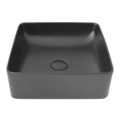  Lush 14'' Matte Black Square Ceramic Vessel Bathroom Sink, 14-1/2'' W x 14-1/2'' D x 5'' H
