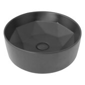  Posh 16'' Matte Black Round Ceramic Vessel Bathroom Sink, 16'' Diameter x 5-1/2'' H
