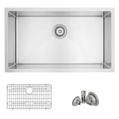STYLISH International STYLISH™ 31 W Single Bowl Undermount Stainless Steel Kitchen Sink with Included Sink Grid and Strainer, 31-1/8 W x 18 D x 9 H