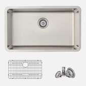STYLISH International STYLISH™ 29'' W Single Bowl Undermount and Drop-in Stainless Steel Kitchen Sink with Included Sink Grid and Strainer, 29-5/8'' W x 17-3/4'' D x 8'' H