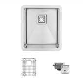 STYLISH International STYLISH™ 16 W Single Bowl Stainless Steel Kitchen Sink with Included Grid and Square Strainer, 16 W x 18 D x 10 H