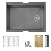  STYLISH 25'' Workstation Single Bowl Undermount 16 Gauge Stainless Steel Kitchen Sink with Included Accessories, 25'' W x 19'' D x 10'' H