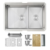  28'' Versa Workstation 60/40 Double Bowl Undermount 16-Gauge Stainless Steel Kitchen Sink w/ Matching Accessories