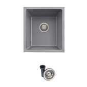  STYLISH 16'' Dual Mount Single Bowl Gray Composite Granite Kitchen Sink with Strainer, 15-1/2'' W x 17-1/2'' D x 8-1/2'' H