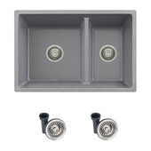  Norquay 27'' Dual Mount 60/40 Double Bowl Gray Composite Granite Kitchen Sink with Strainers, 27-1/4'' W x 18-3/8'' D x 9-1/2'' H