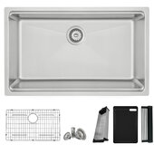  Krypton 31'' W Workstation Single Bowl Undermount and Drop-In 16-Gauge Stainless Steel Kitchen Sink with Built-In Accessories