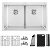  Boron 30'' W Workstation Double Bowl Undermount and Drop-In 16-Gauge Stainless Steel Kitchen Sink with Built In Accessories