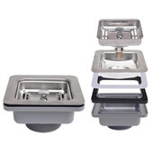  4-1/2'' Square Stainless Steel Kitchen Sink Strainer with Removable Basket, 4-1/2'' W x 4-1/2'' D x 3'' H