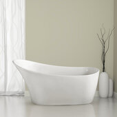  N822 67'' Modern Oval Soaking Freestanding Bathtub, White Exterior, White Interior, Gold Internal Drain, with Bamboo Tray