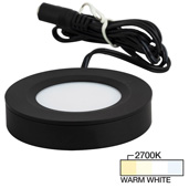  illumaLED™ Pearl Series 2-3/4'' Diameter Black Puck Light with Frosted and Diamond Lens, Warm White 2700k, 2-3/4'' Diameter x 5/8'' H