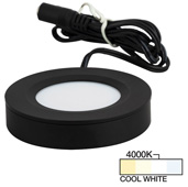  illumaLED™ Pearl Series 2-3/4'' Diameter Black Puck Light with Frosted and Diamond Lens, Cool White 4000k, 2-3/4'' Diameter x 5/8'' H