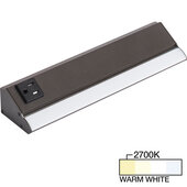  RM Series 10-1/2'' Length 300 Lumen Remote Power Lighted Power Strip, Bronze Finish, Black Receptacle, 2700K Warm White