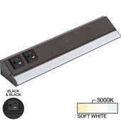  RM Series 12-1/2'' Length 600 Lumen Remote Power Lighted Power Strip, Black Finish, Black Receptacles, 3000K Soft White