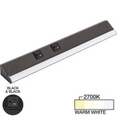  RM Series 18-1/2'' Length 900 Lumen Remote Power Lighted Power Strip, Black Finish, Black Receptacles, 2700K Warm White