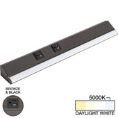  RM Series 18-1/2'' Length 900 Lumen Remote Power Lighted Power Strip, Bronze Finish, Black Receptacles, 5000K Daylight White
