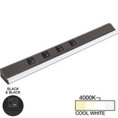  RM Series 24-1/2'' Length 1200 Lumen Remote Power Lighted Power Strip, Black Finish, Black Receptacles, 4000K Cool White