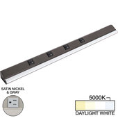  RM Series 30-1/2'' Length 1500 Lumen Remote Power Lighted Power Strip, Satin Nickel Finish, Grey Receptacles, 5000K Daylight White