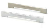  Italian Designs Collection Medium Size Profile Pull in Polished Satin Nickel,  8''W x 1''D x 1/4''H (CTC 6-5/16'')