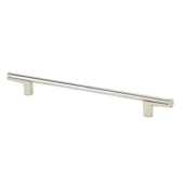  Italian Designs Collection Thin Round Bar Cabinet Pull Handle in Satin Nickel, 8-1/2''W x 1-1/8''D x 1/4''H (CTC 6-5/16'')
