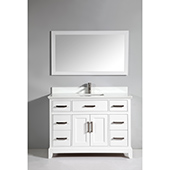  48'' W Single Sink Bathroom Vanity Set with Super White Engineered Marble Vanity Top, Soft Closing Doors and Drawer, Sink and Mirror
