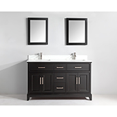  72'' Double Sink Bathroom Vanity Set With Super White Phoenix Stone Vanity Top, Sinks (2) and Mirrors (2), Espresso 