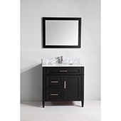 36'' Single Sink Bathroom Vanity Set With Carrara Marble Vanity Top, Sink and Mirror, Espresso 