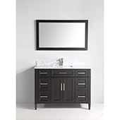  48'' Single Sink Bathroom Vanity Set With Carrara Marble Vanity Top, Sink and Mirror, Espresso 