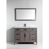  48'' Single Sink Bathroom Vanity Set With Carrara Marble Vanity Top, Sink and Mirror, Gray
