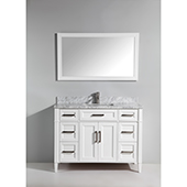  48'' Single Sink Bathroom Vanity Set With Carrara Marble Vanity Top, Sink and Mirror, White