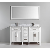  60'' W Double Sink Bathroom Vanity Set with Carrara Marble Vanity Top, Soft Closing Doors and Drawer, Sink and Mirror, 60'' W x 22'' D x 36'' H