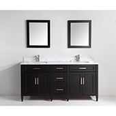  72'' Double Sink Bathroom Vanity Set With Carrara Marble Vanity Top, Sinks (2) and Mirrors (2), Espresso 