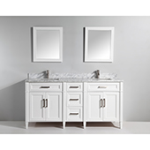  72'' Double Sink Bathroom Vanity Set With Carrara Marble Vanity Top, Sinks (2) and Mirrors (2), White