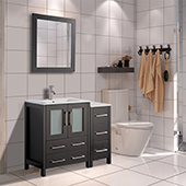  36'' Single Sink Bathroom Vanity Set With Ceramic Vanity Top, Sink and Mirror, Espresso 